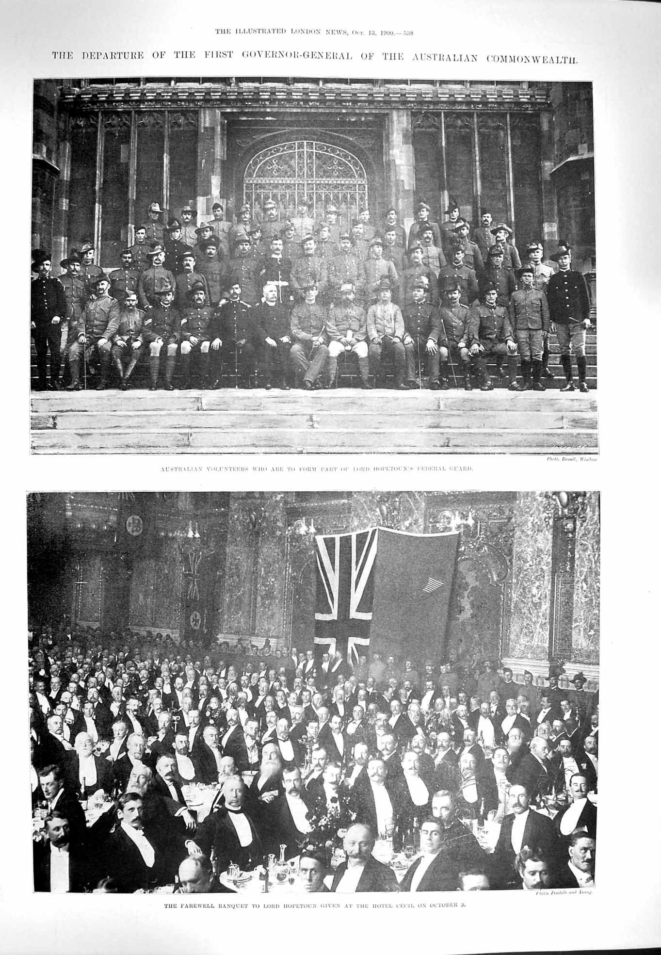 Original Old Antique Print 1900 Australian Commonwealth Lord Hopetoun Hodgson