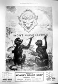 Antique Old Print 1900 Advertisement Monkey Brand Soap Lever Brothers Ref.3