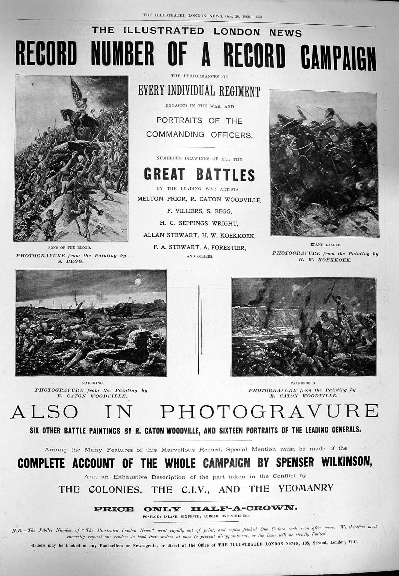 Original Old Antique Print 1900 War Battles Mafeking Paardeberg Elandslaagte