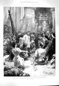 Original Old Antique Print 1900 Holy Year Pilgrims Shrine Lady Rosary Pompeii