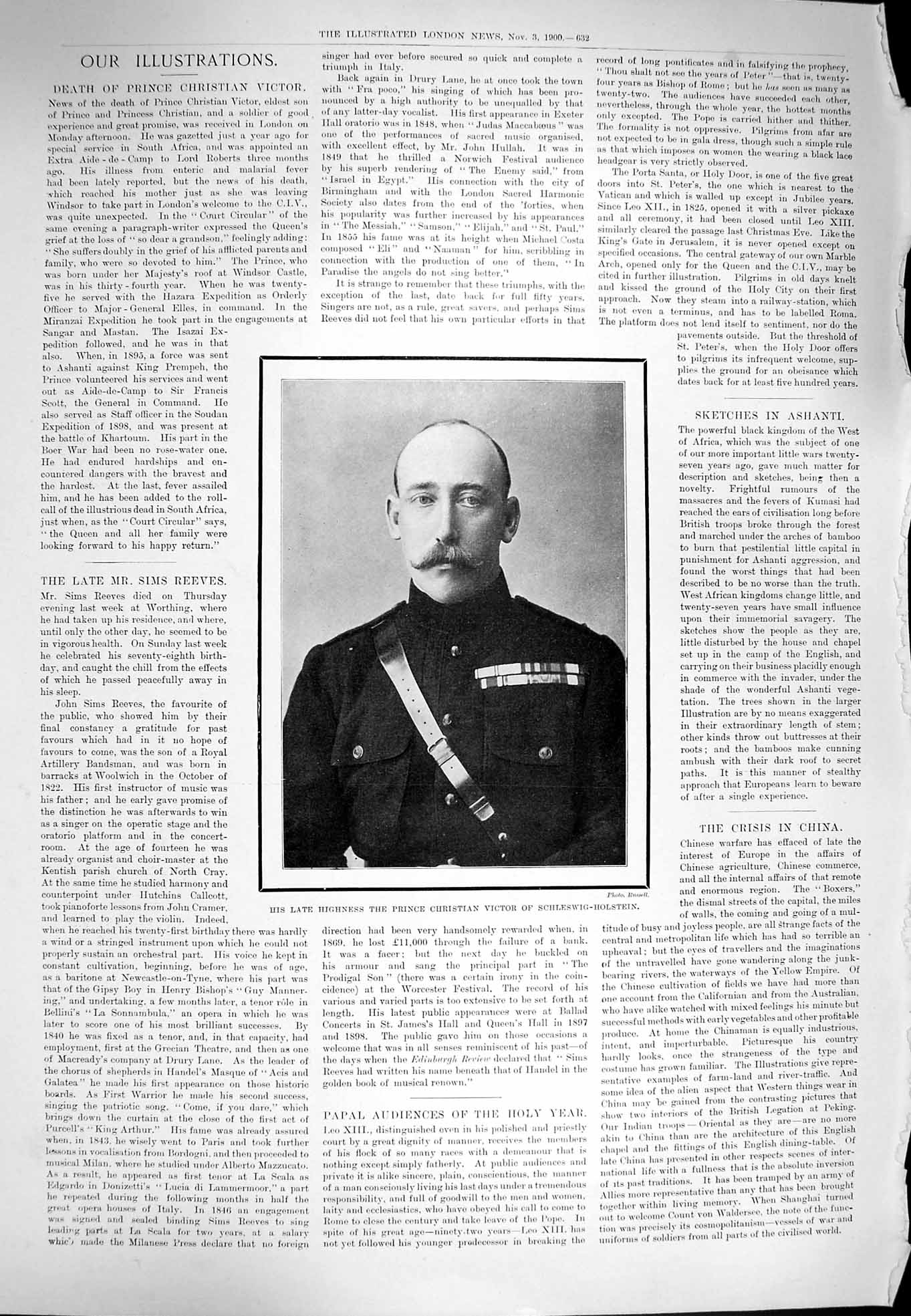 Original Old Antique Print 1900 Prince Christian Victor Schleswig-Holstein 20th