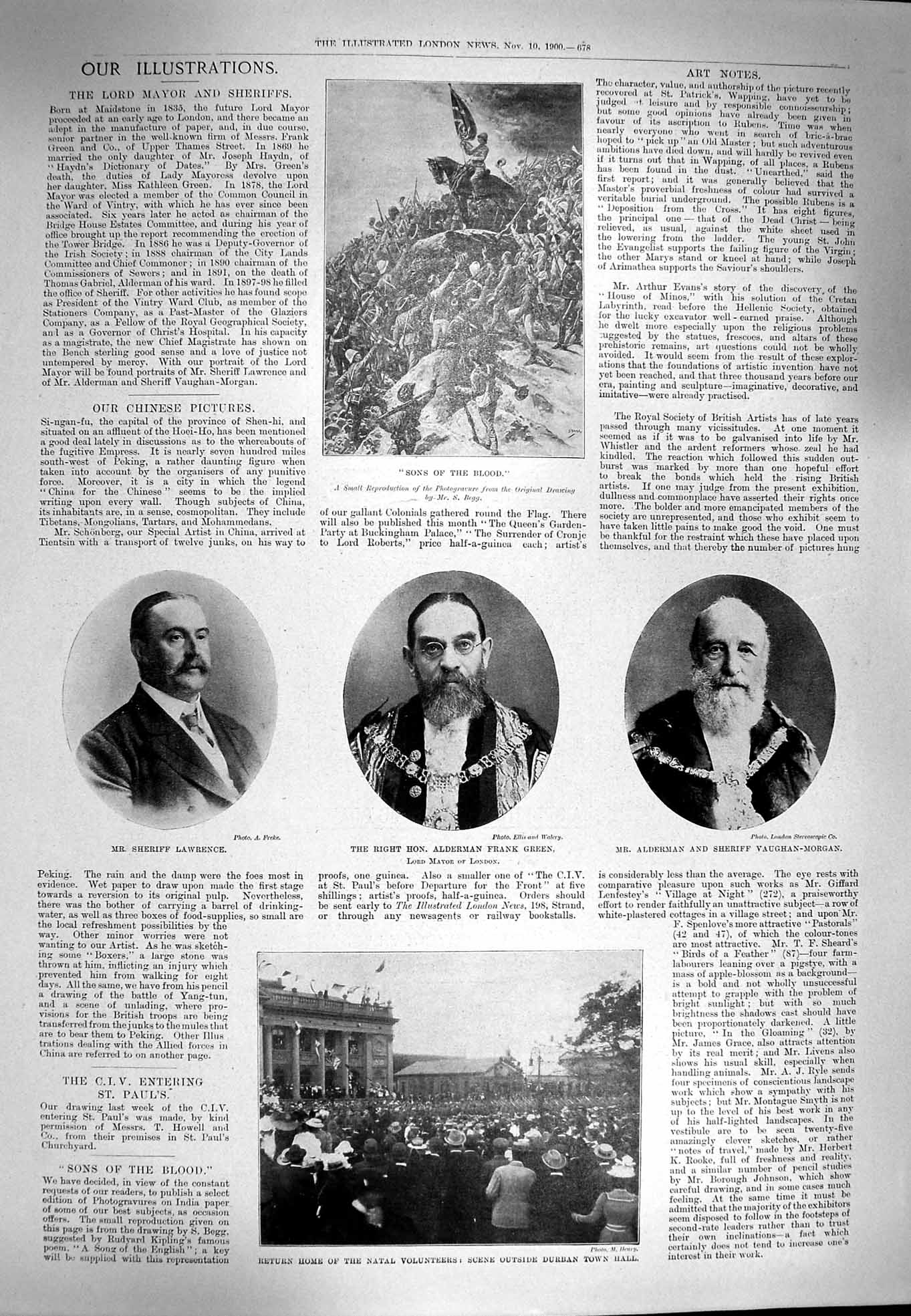 Original Old Antique Print 1900 Natal War Volunteers Durban Sheriff Frank Green