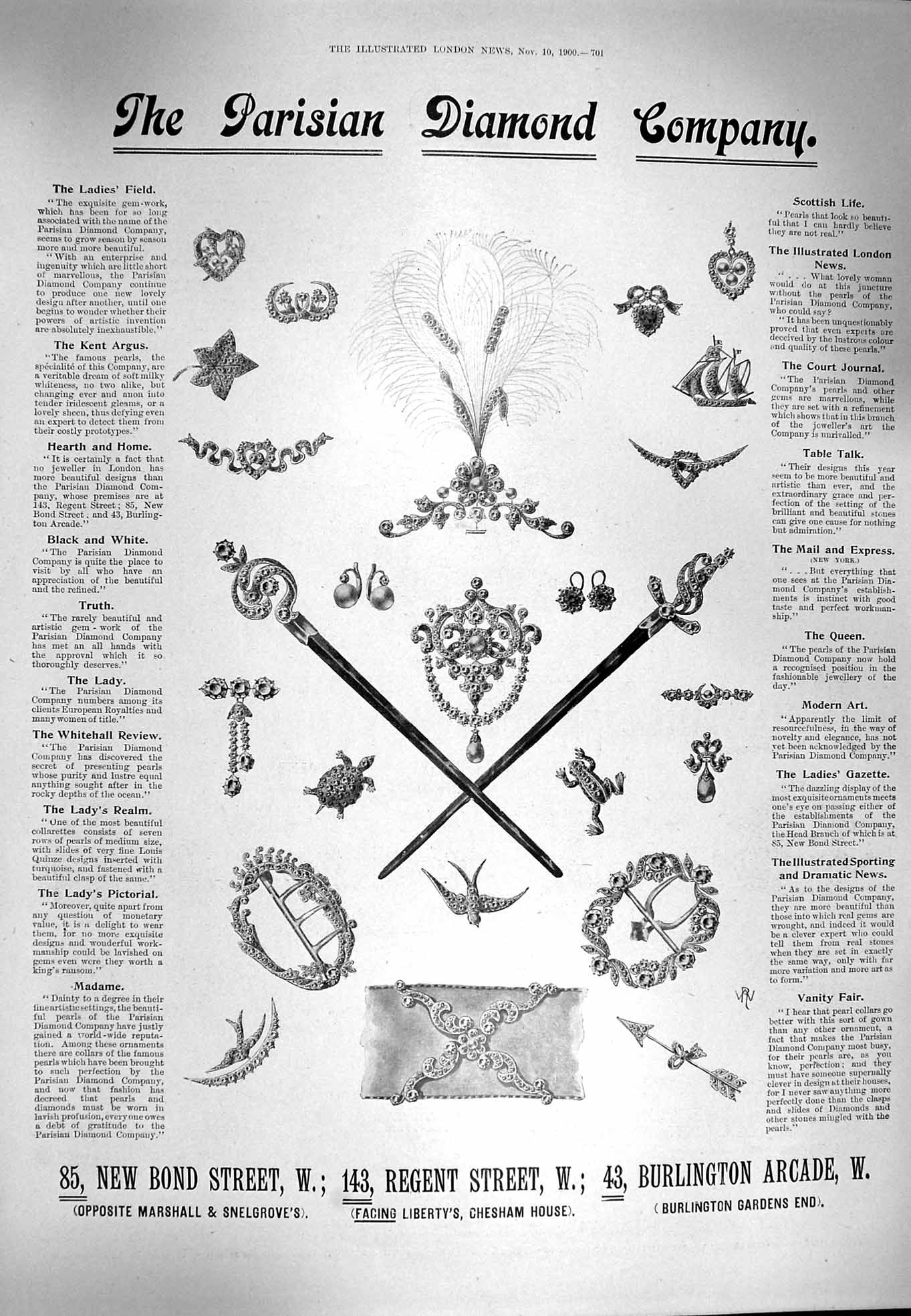 Antique Old Print 1900 Advertisement Parisian Diamond Company London Ref.2 20th