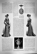 Original Old Antique Print 1900 Ladies Fashion Cloth Gown Derby Cup Willesden