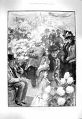 Original Old Antique Print 1900 Chrysanthemum Flower Show Overhead Railway 20th