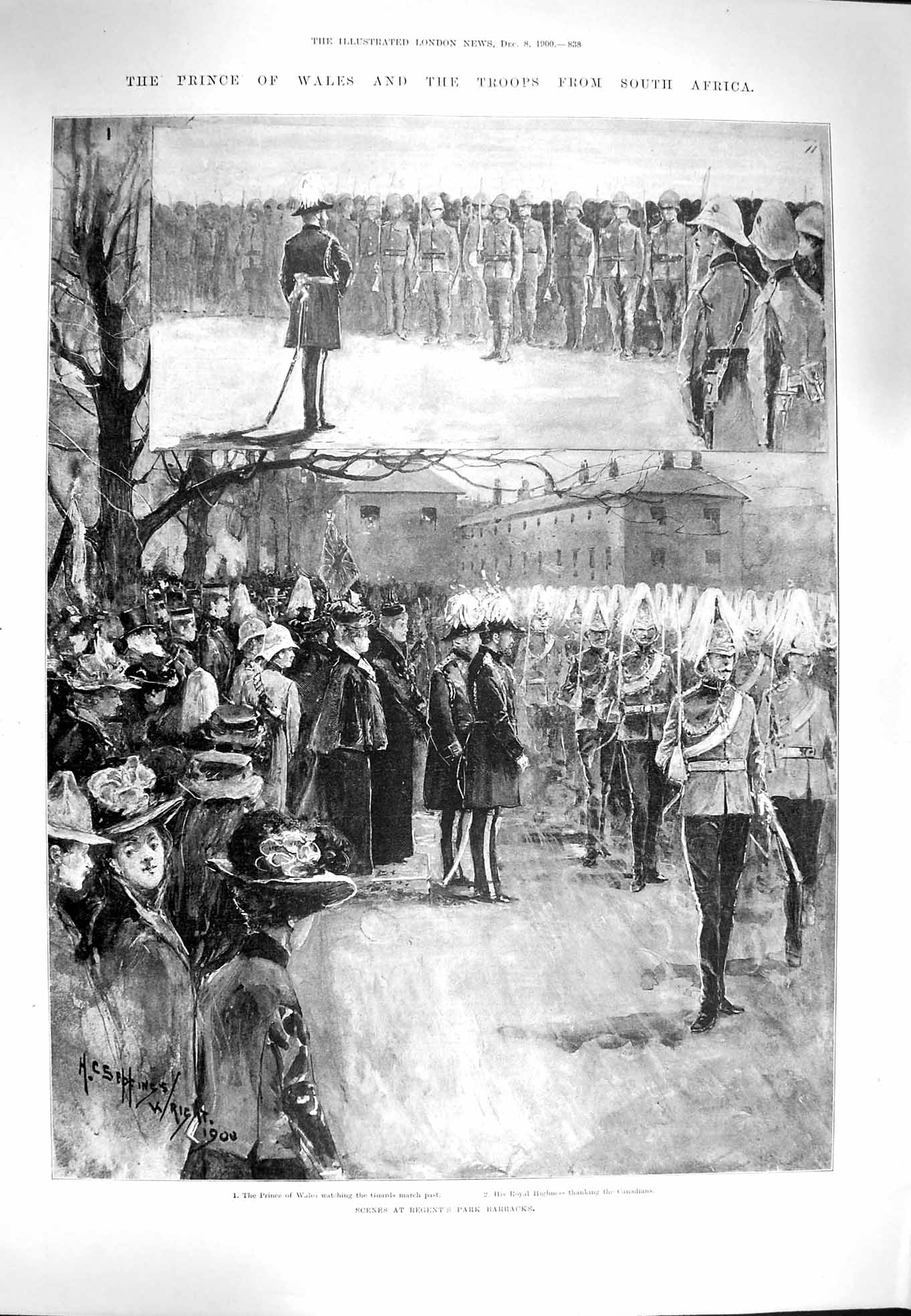 Old Antique Print 1900 Prince Wales Africa Regent'S Park Windsor Canada 20th