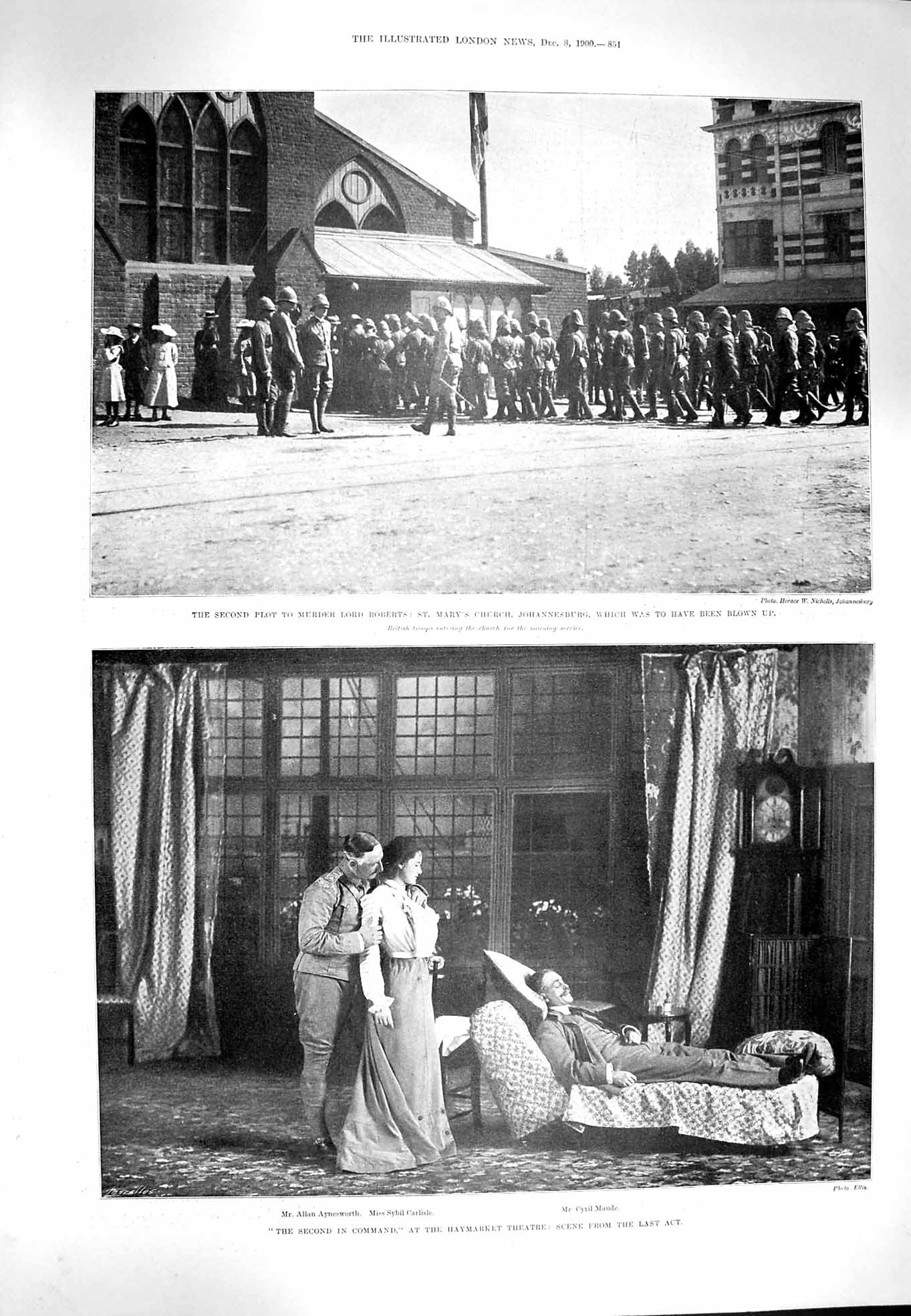 Original Old Antique Print 1900 Plot Murder Lord Roberts Africa Theatre Maude