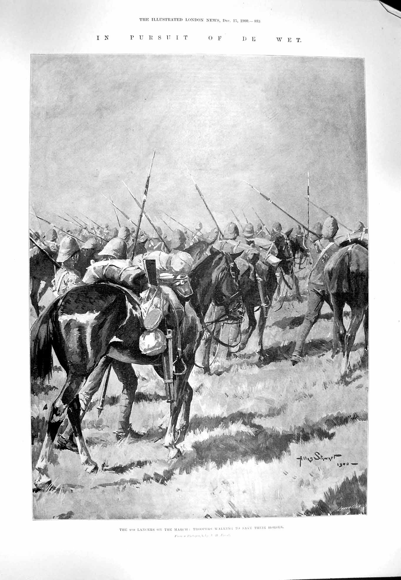 Original Old Antique Print 1900 De Wet Lancers Troopers Horses Duke Westminster
