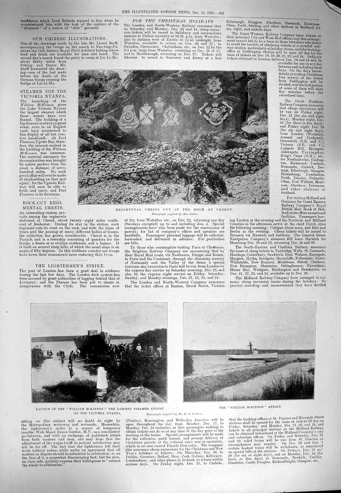 Old Antique Print 1900 Crest Rock Cherat Mckinnon Ship Momerie Bailey Fry 20th
