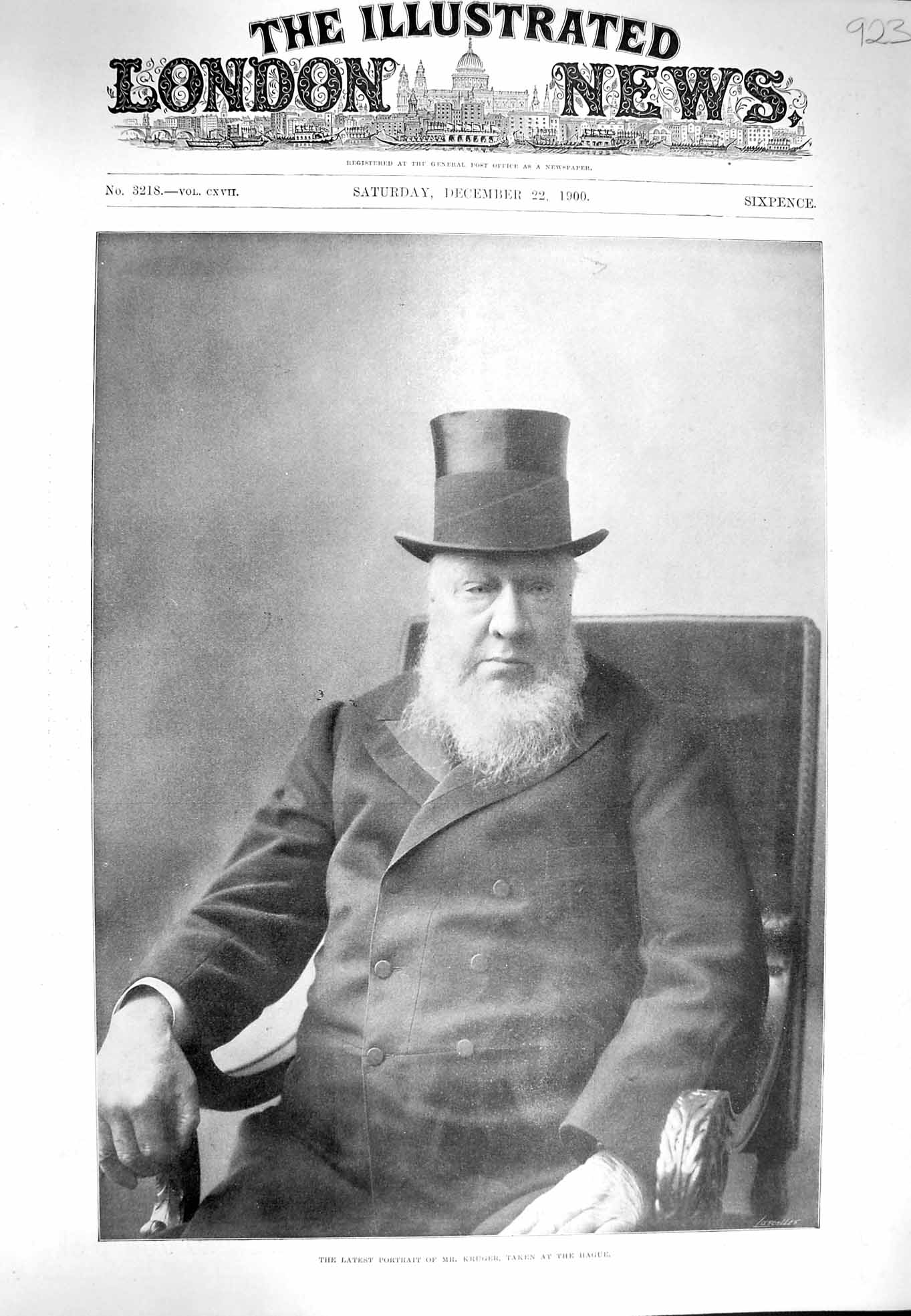 Original Old Antique Print 1900 Portrait Kruger Hague Photograph 20th