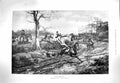 Original Old Antique Print 1900 Horses Jumping Ditch Fox Hunting Sport Country