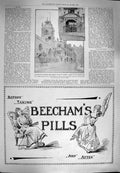Original Old Antique Print 1900 Cripplegate Church Milton Beechams Pills Advert