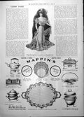 Antique Old Print Dress Chiffon Silk Flounce Mappin & Webb Princes Plate 1906
