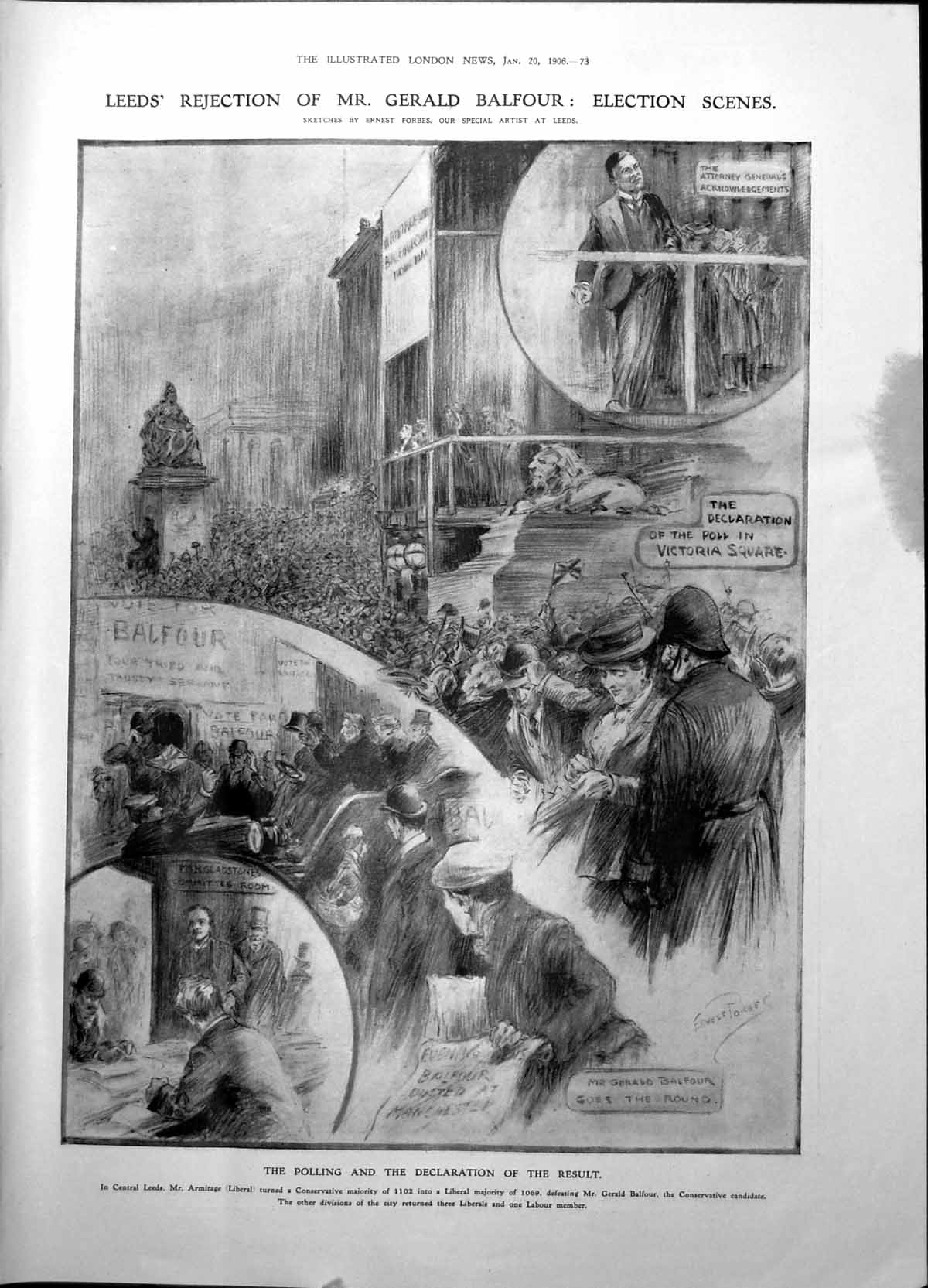 Old Rejection Gerald Balfour Leeds Election Liberal Gains Liverpool 1906 20th
