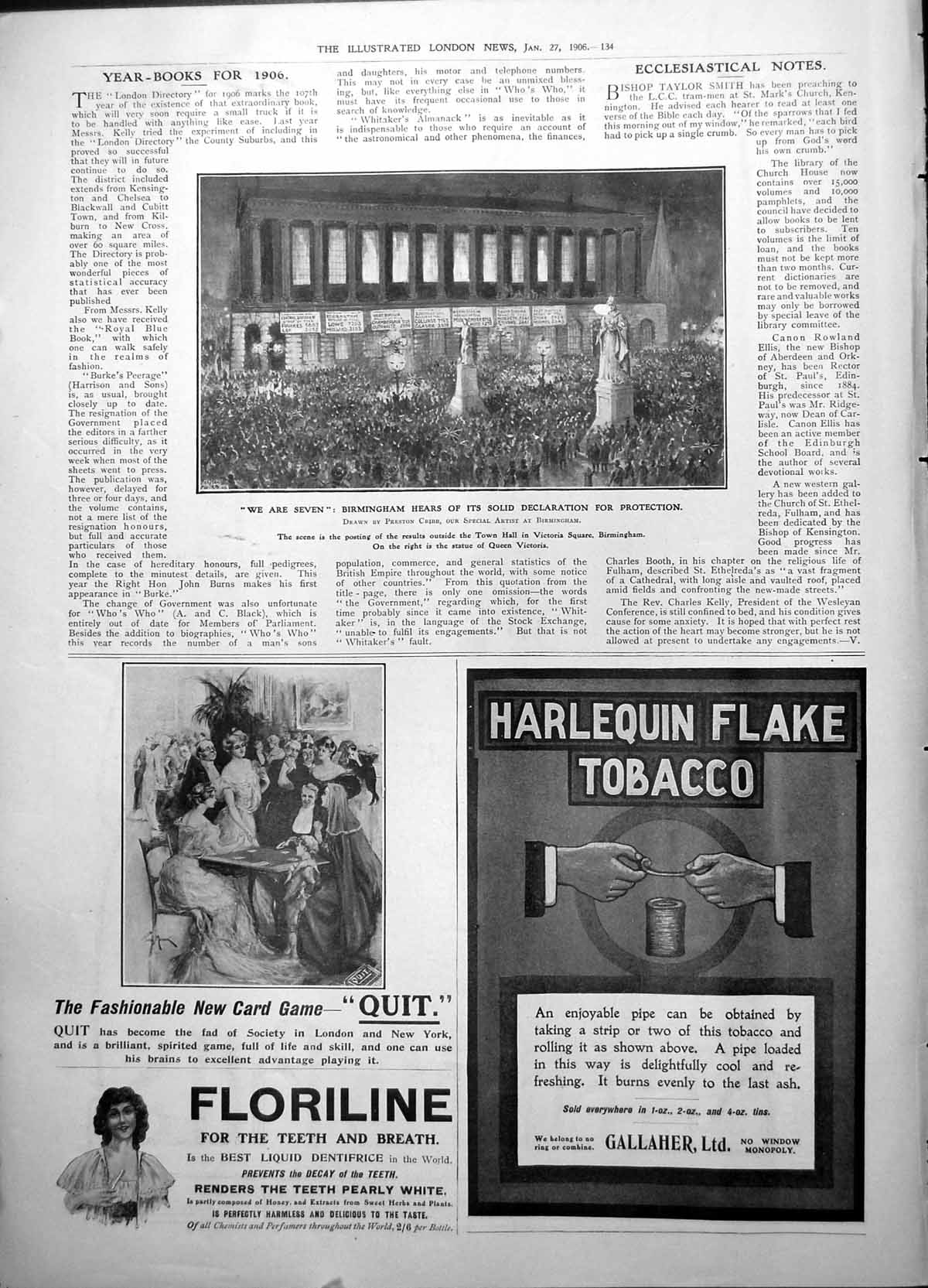 Old Posting Results Declaration Protection Birmingham Town Hall 1906 20th
