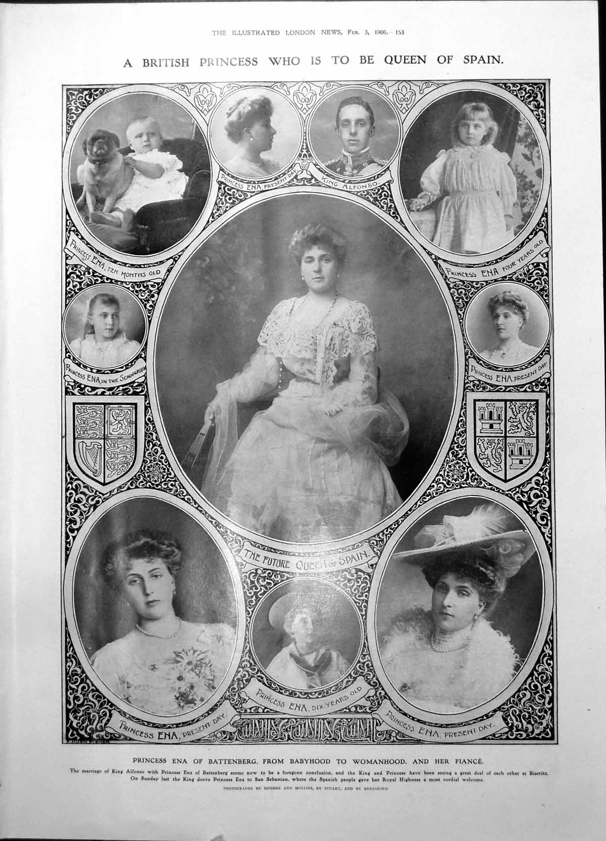 Old Print Princess Ena Battenberg Babyhood Queen Spain King Alfonso 1906 20th