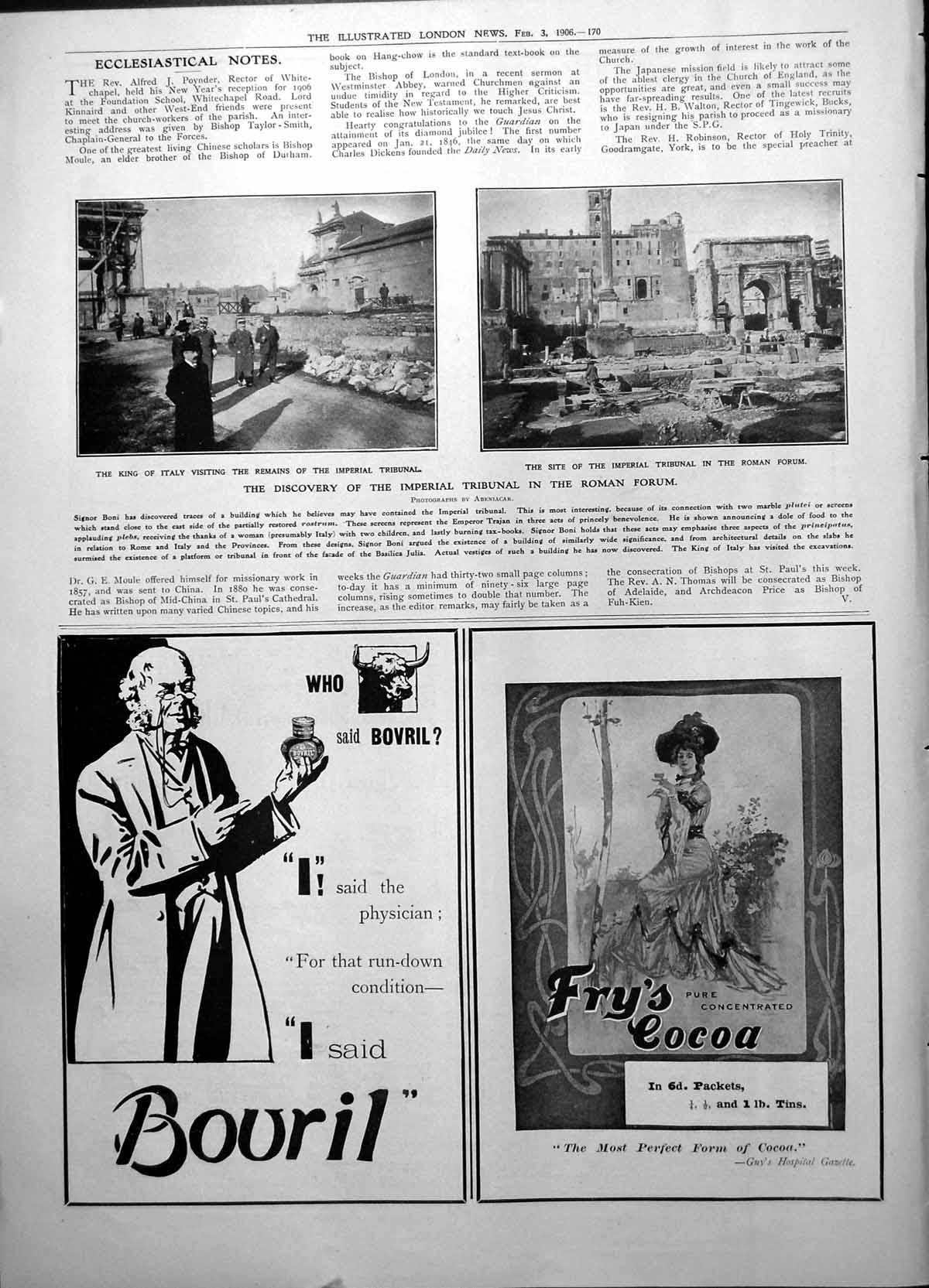 Antique Print Discovery Imperial Tribunal Roman Forum King Italy Visit 1906