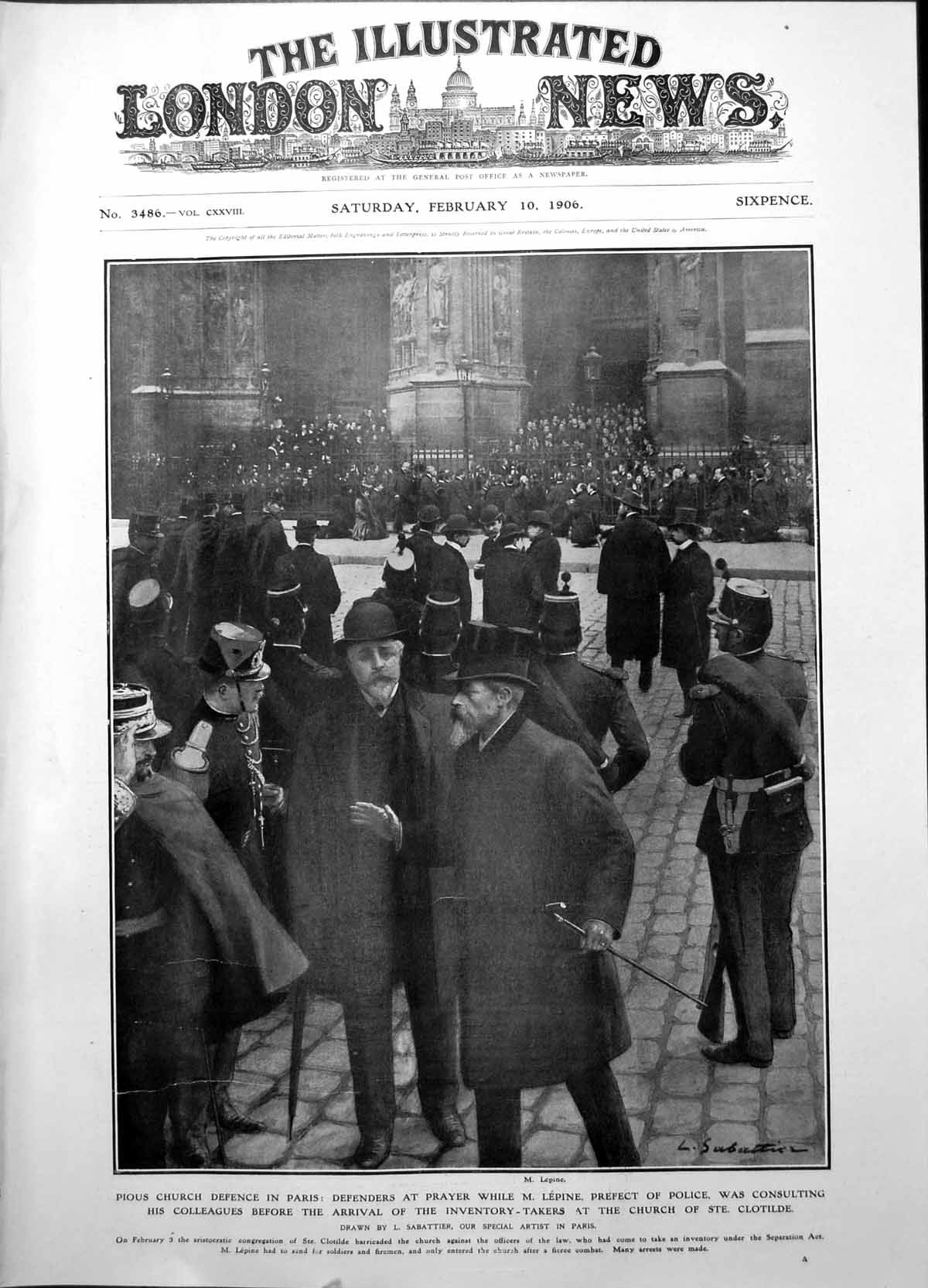 Old Congregation Ste Clotilde Barricaded Church M Lepine Police 1906 20th
