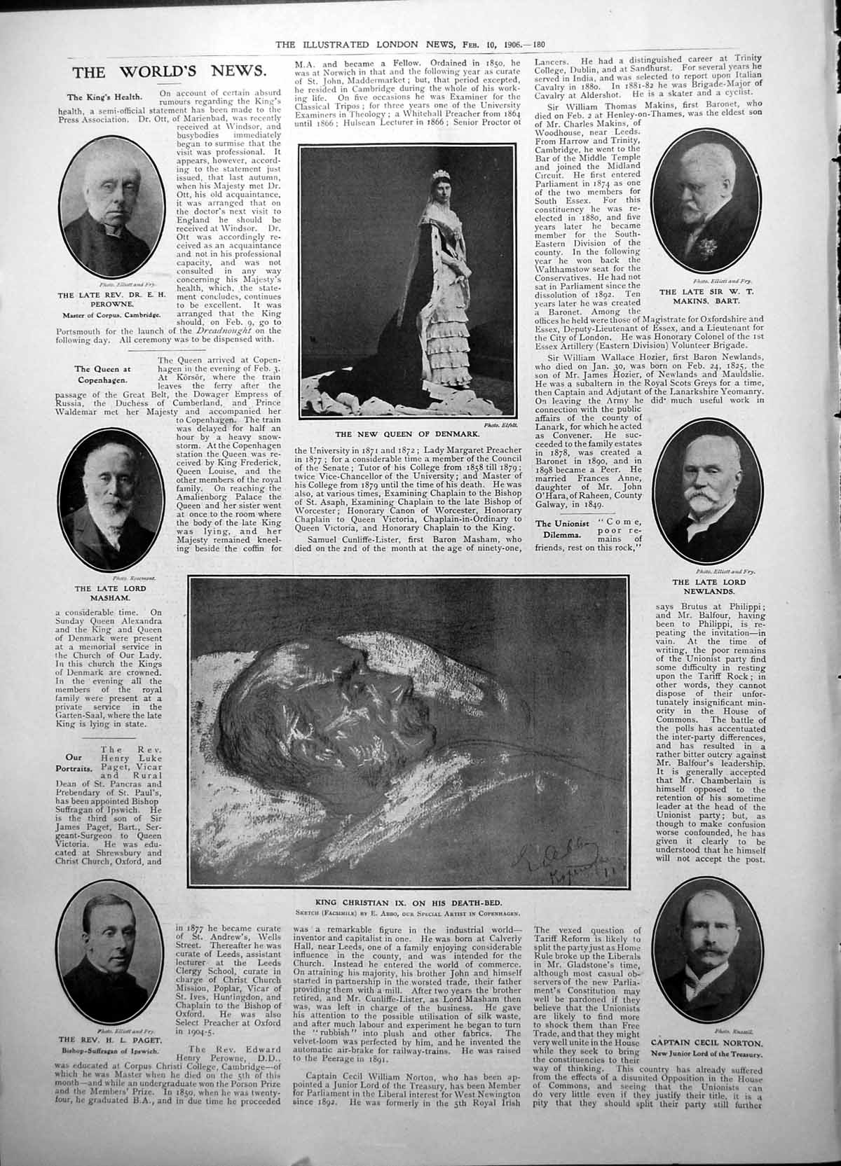 Old King Christian 1X Death Bed New Queen Denmark Capt Cecil Norton1906