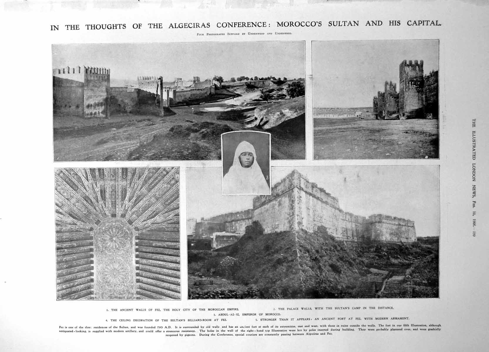 Old Print Moroccos Sultan Capital Lord Charles Beresford Rhinoceros 1906 20th
