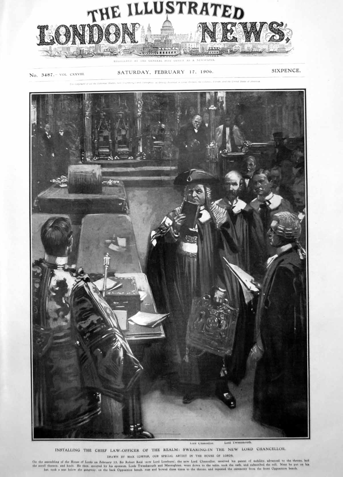 Old Swearing In New Lord Chancellor Sir Robert Reid Lord Loreburn 1906 20th