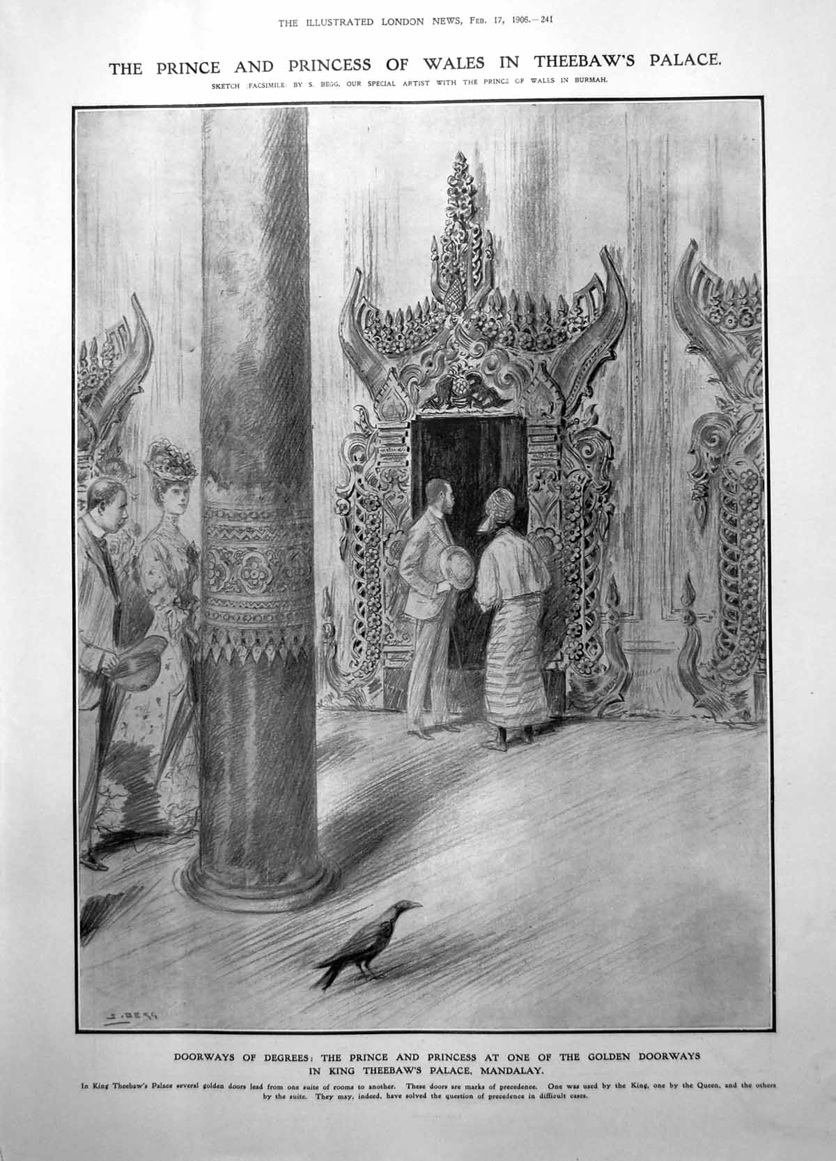 Antique Old Print Prince Princess Wales Theebaws Palace Troubles New Mps 1906