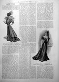 Antique Print Empire Fashion Dinner Gown Polonaise Cloth Billycock Hat 1906