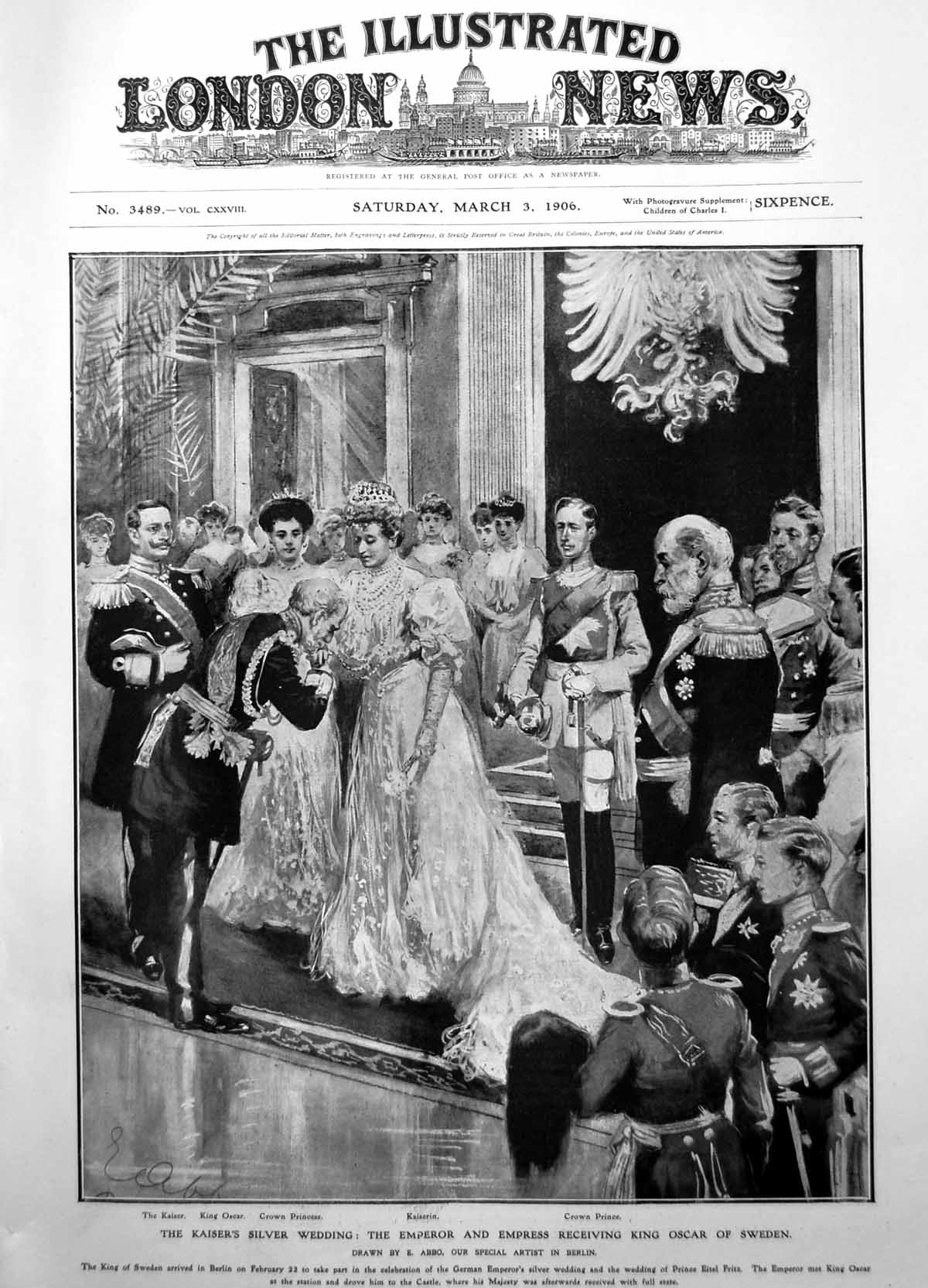 Antique Print Kaisers Siver Wedding Emperor Empress King Oscar Sweden 1906 20th