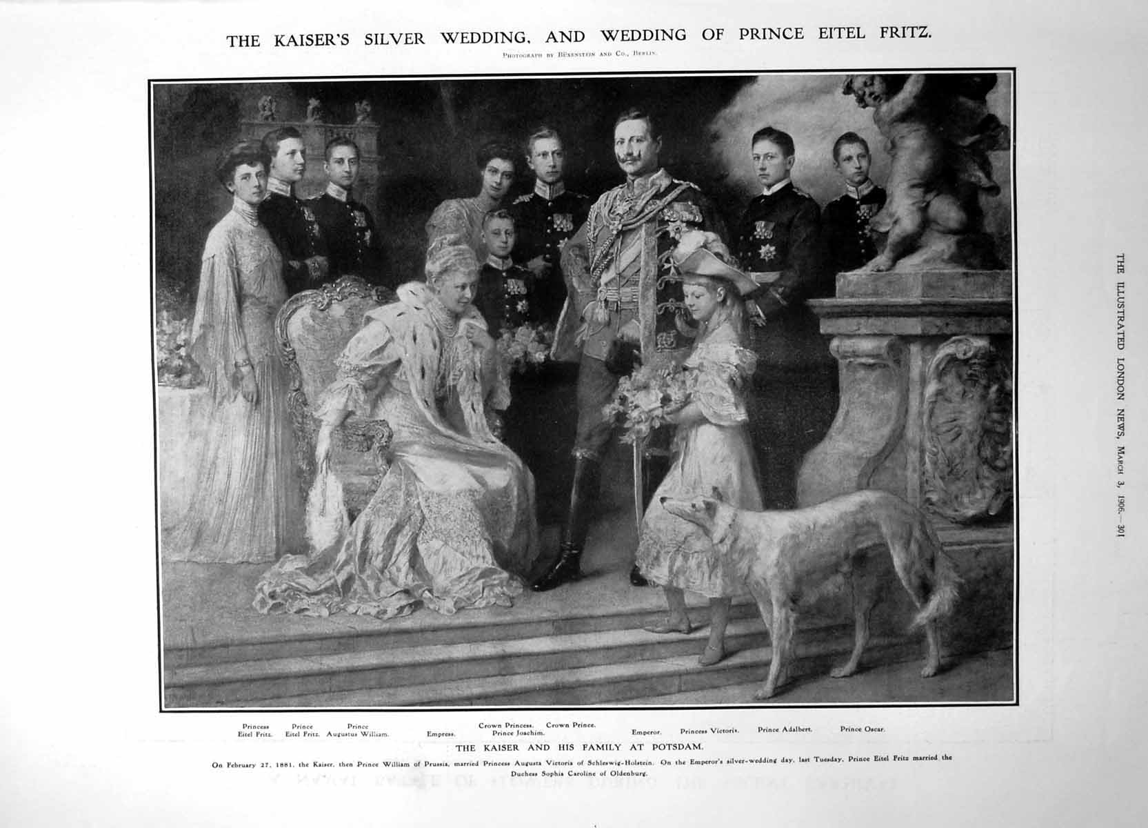 Old Print Kaisers Siver Wedding Prince Eitel Fritz Queen Maud Norway 1906 20th