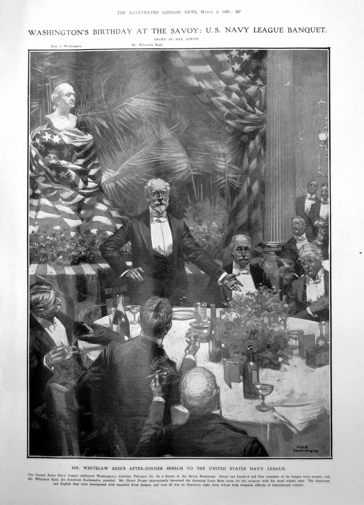 Old Washingtons Birthday Savoy U S Navy Leaue Banquet W Reid Speech1906 20th