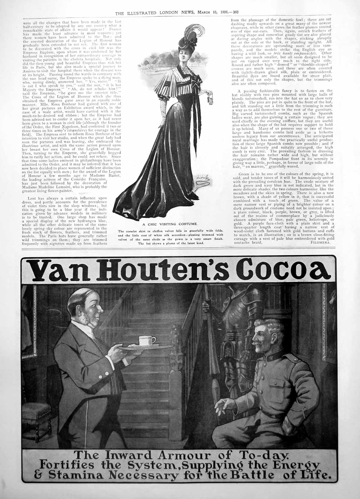 Old Chic Visiting Costume Van Houtens Cocoa Stamina Battle Life 1906 20th