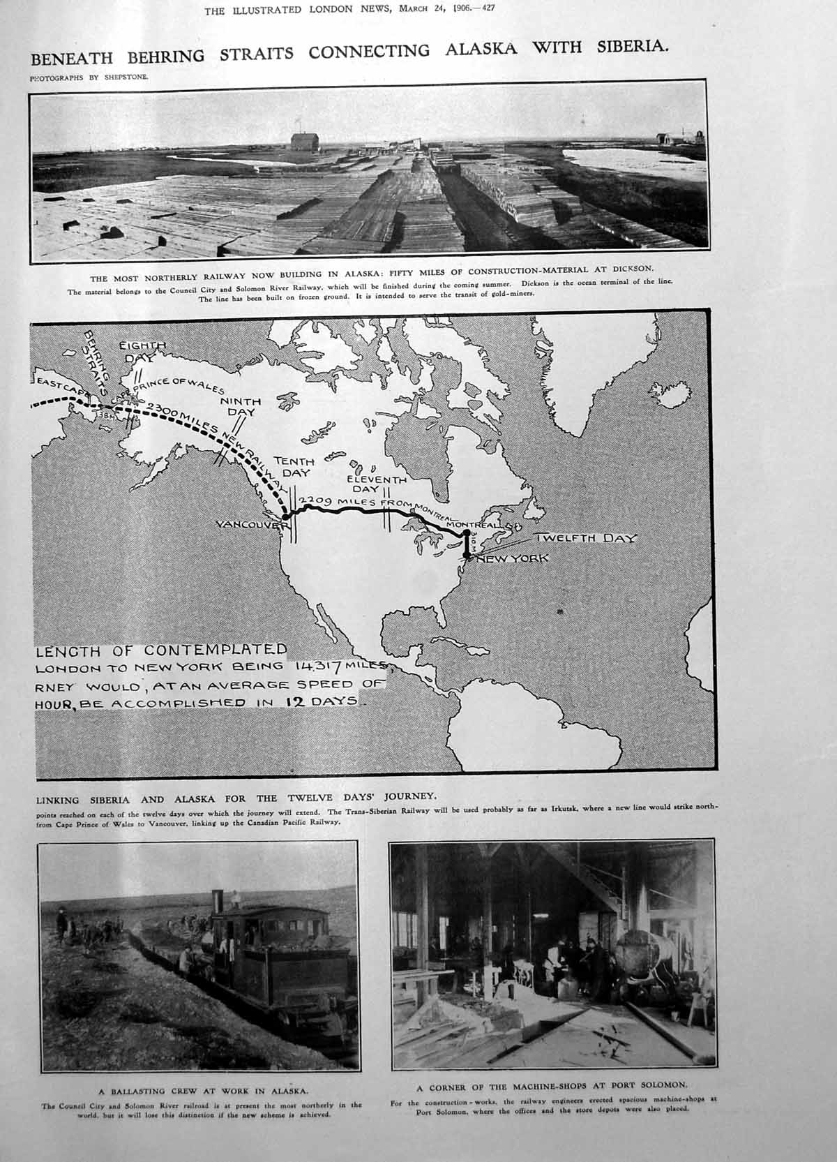 Old Behring Straits Tunnel Alaska Siberia Herods Entry Jerusalem 1906 20th