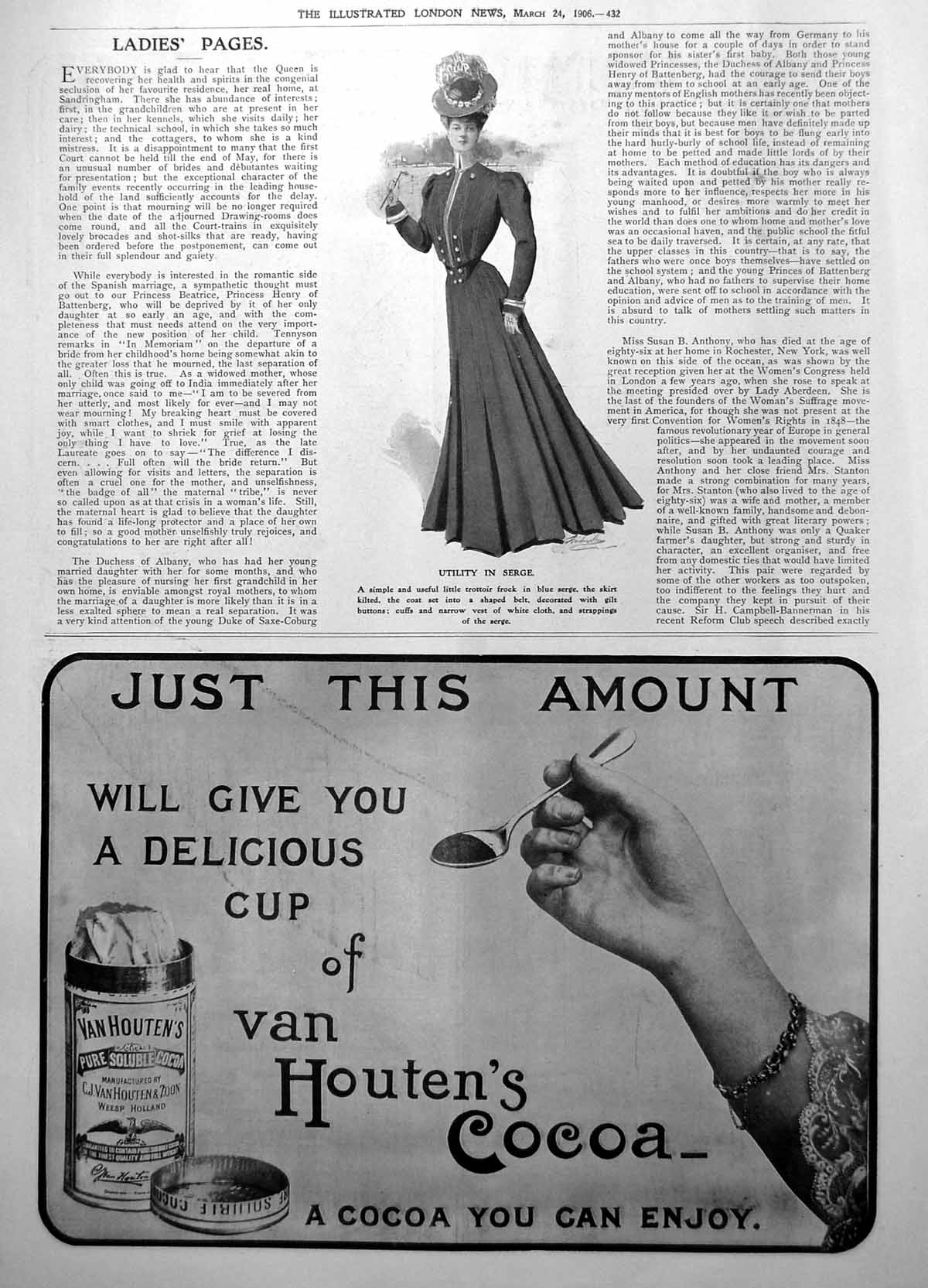 Original Old Antique Print Utility Trottoir Frock Serge Van Houtens Cocoa 1906