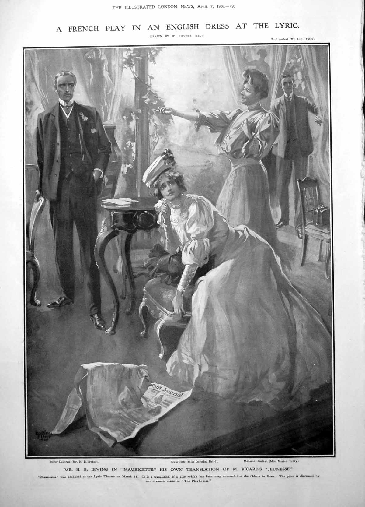 Old Print H Irving Mauricette Lyric Coquelins Benevolent Home Paris 1906 20th