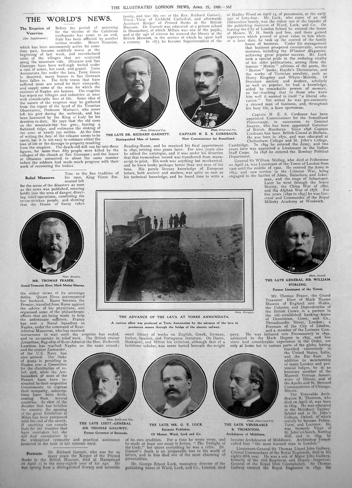 Old Advance Lava Torre Annunziata Sir Wm Stirling G Lock T Fraser 1906 20th