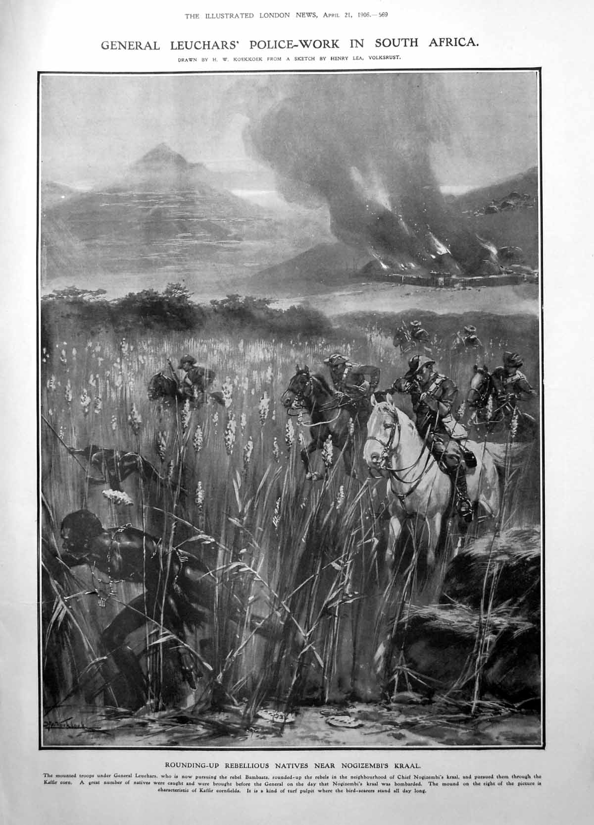 Old Print Gen Leuchars Police Work S Africa New War Office Whitehall 1906 20th