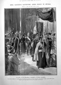 Antique Old Print King Alfonso Good Friday Procession Seville Cathedral 1906