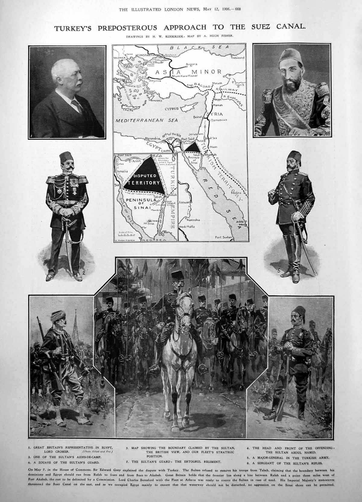 Old Turkeys Preposterous Approach Suez Canal Lord Cromer Sultan 1906 20th