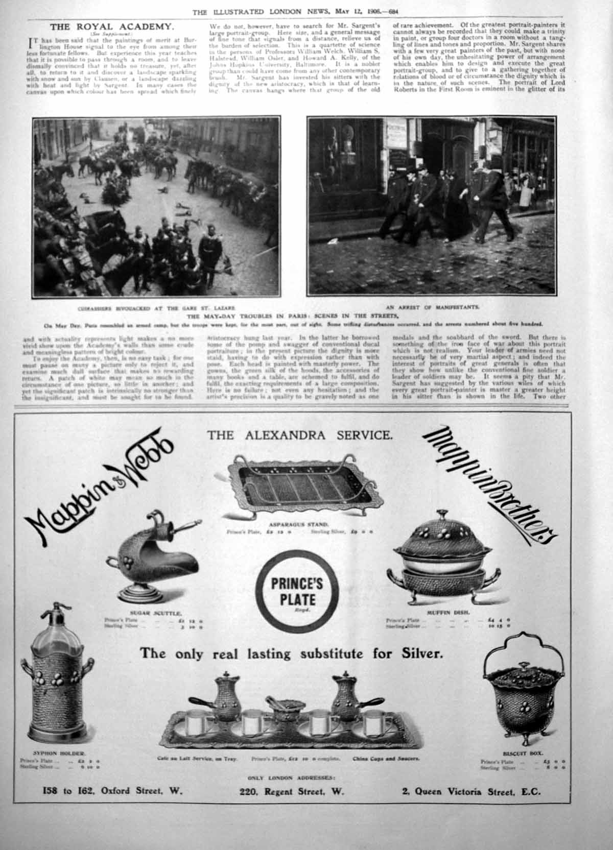 Old May Day Troubles Paris Cuirassiers Bivouacked Gare St Lazare 1906 20th