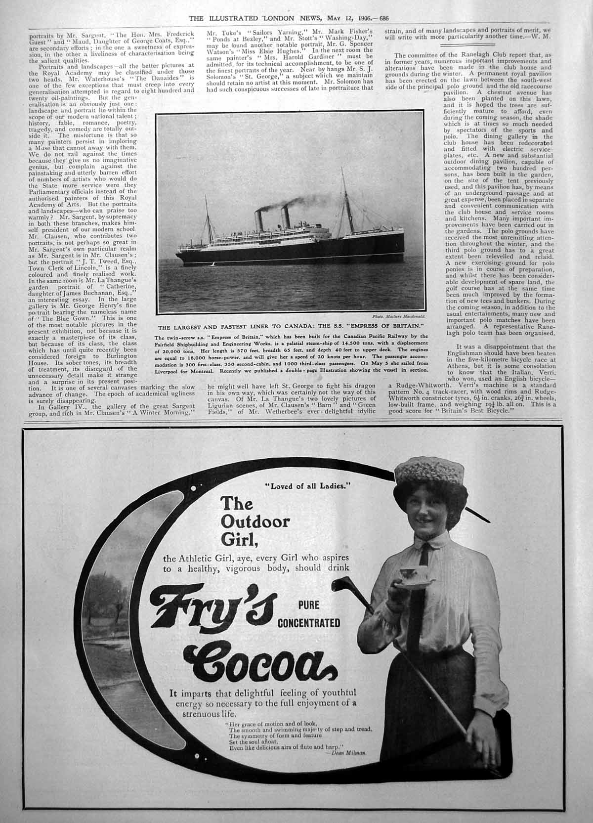 Old Largest Fastest Liner Canada Ss Empress Fairfield Shipbuilding 1906 20th