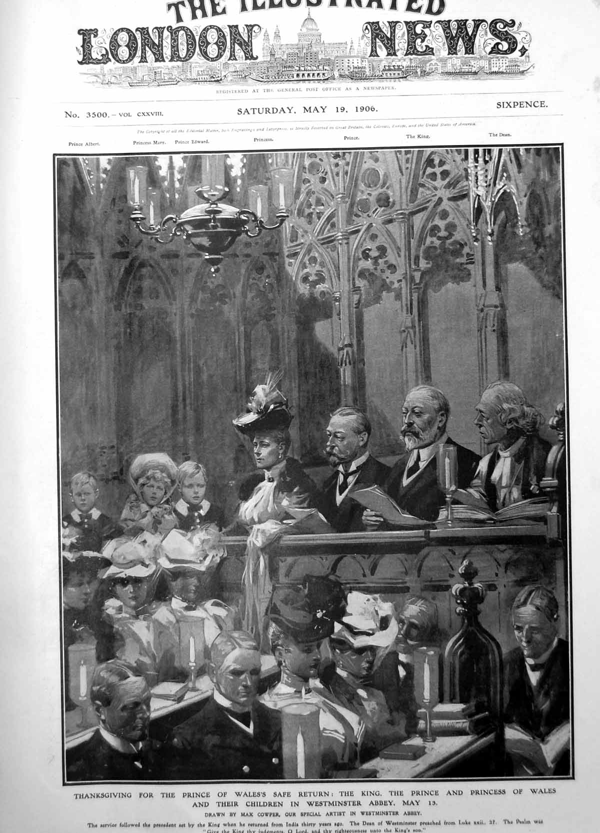 Print Thanksgiving Prince Wales Safe Return India King Westminster Abbey1906