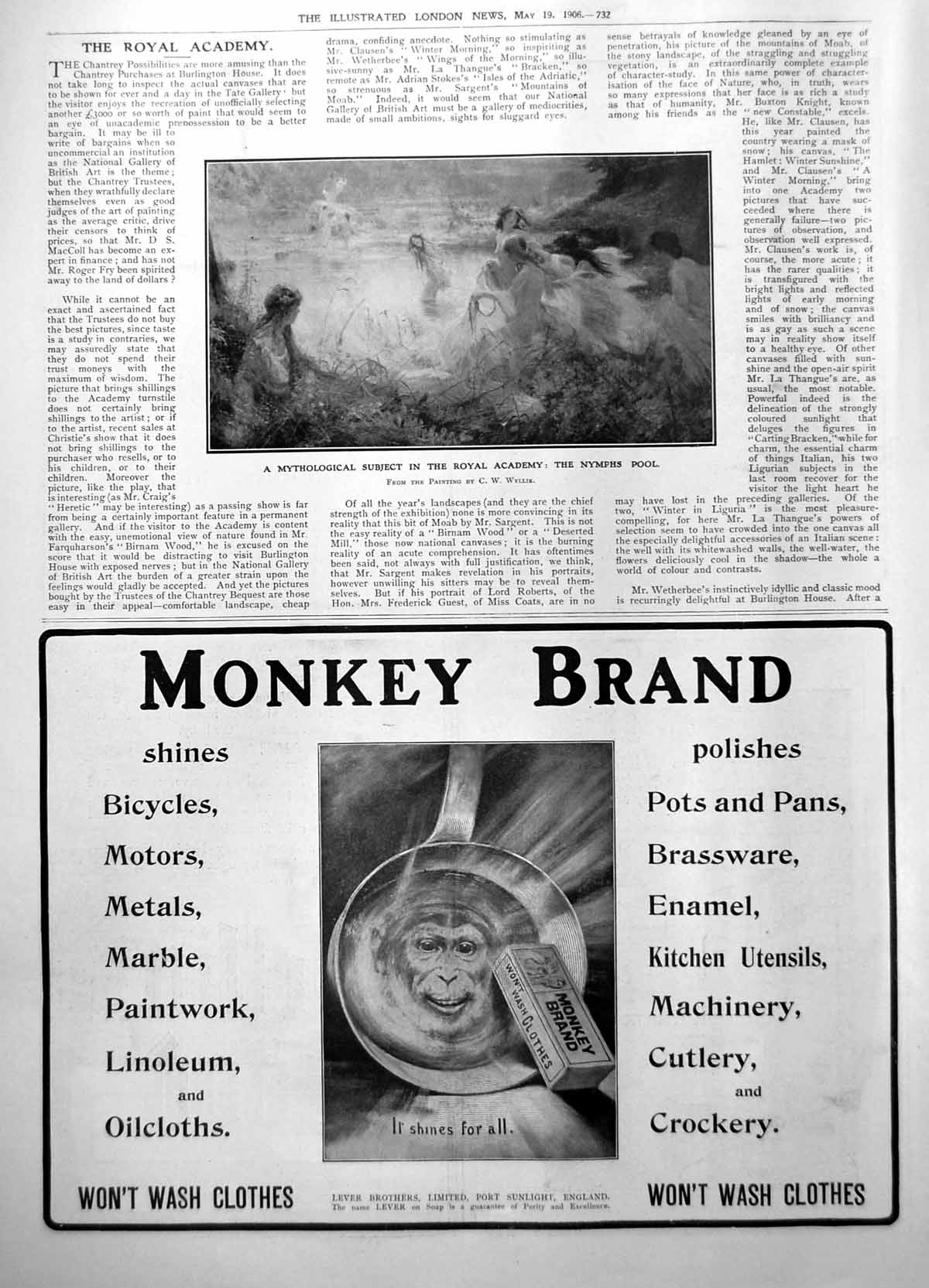 Antique Print Mythological Subject Royal Academy Nymphs Pool C Wyllie 1906 20th
