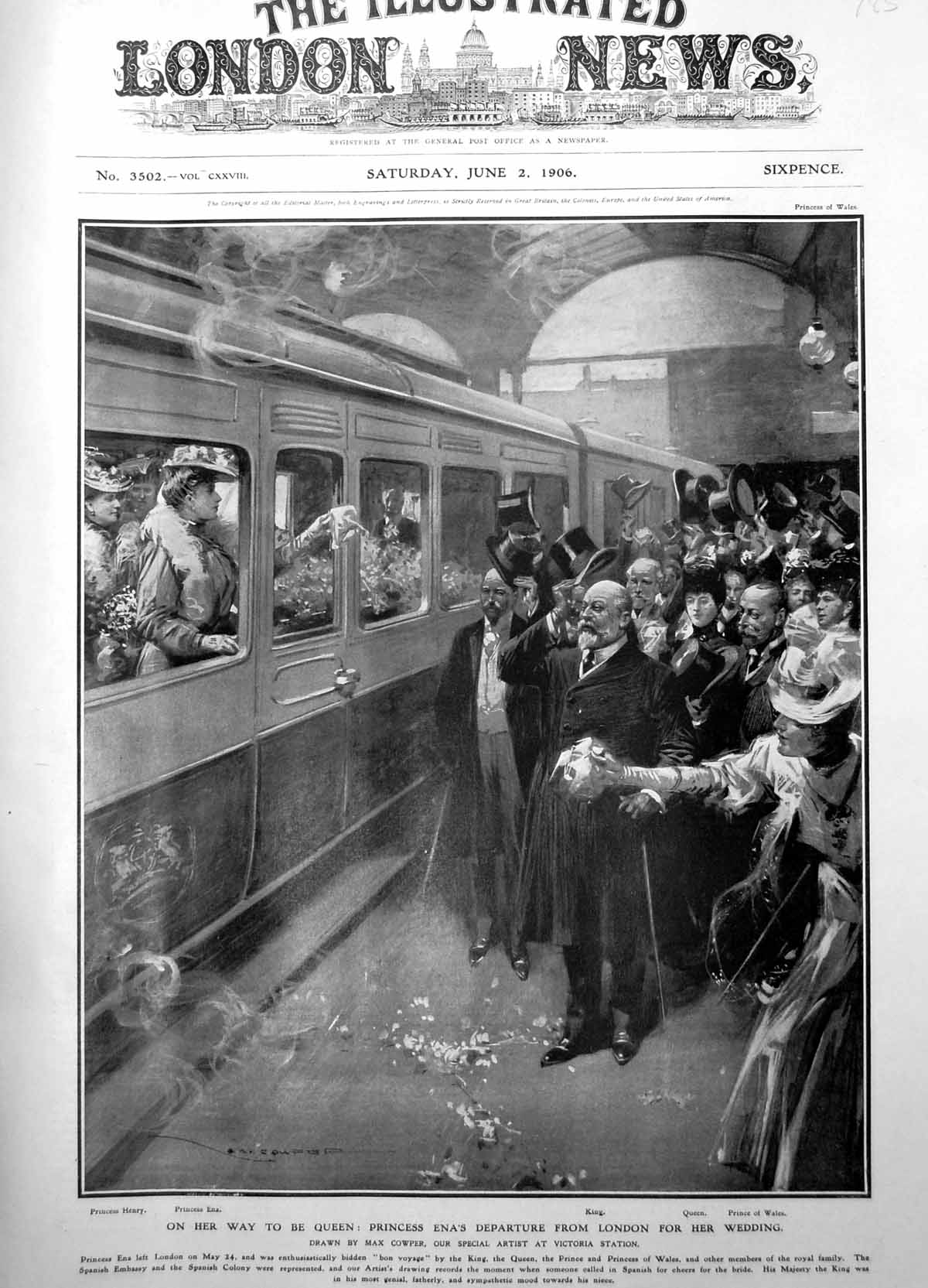 Old Print Way To Be Queen Princess Enas Departure London Her Wedding 1906 20th