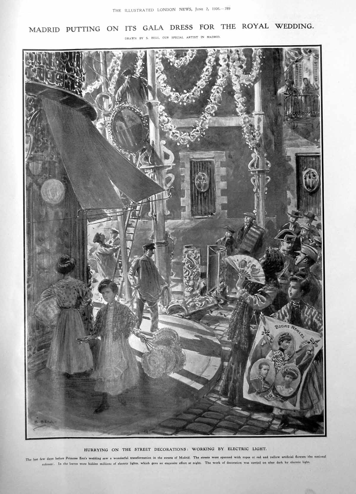Old Madrid Decorations Royal Wedding King Princess Enas Dress Train1906 20th