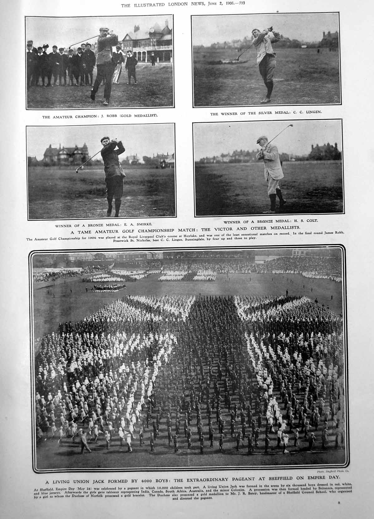 Print Golf Hoylake J Robb C Lingen Union Jack Formed 6000 Boys Sheffield1906