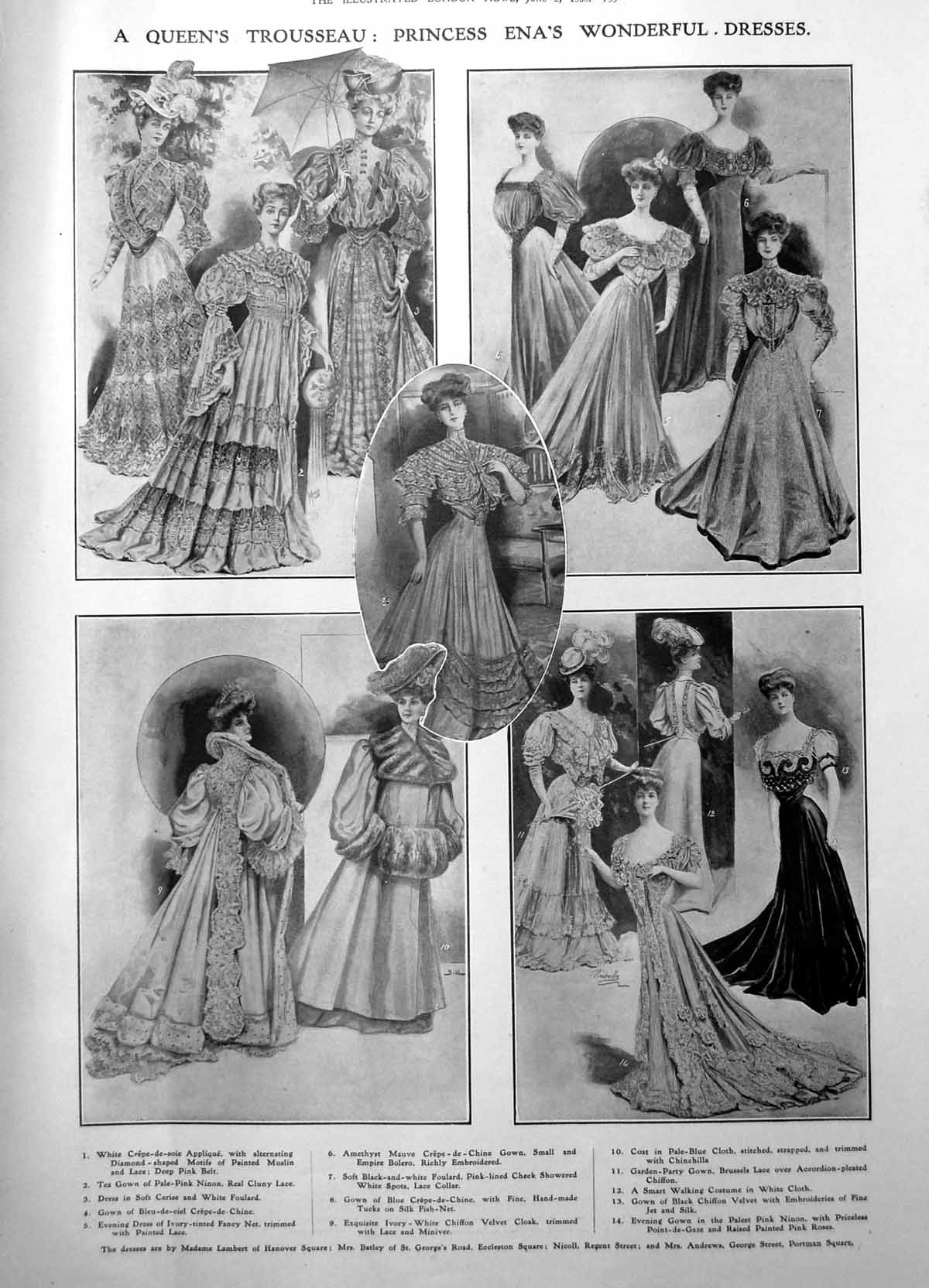 Antique Print Queens Trousseau Princess Enas Dresses Picturesque Spain 1906