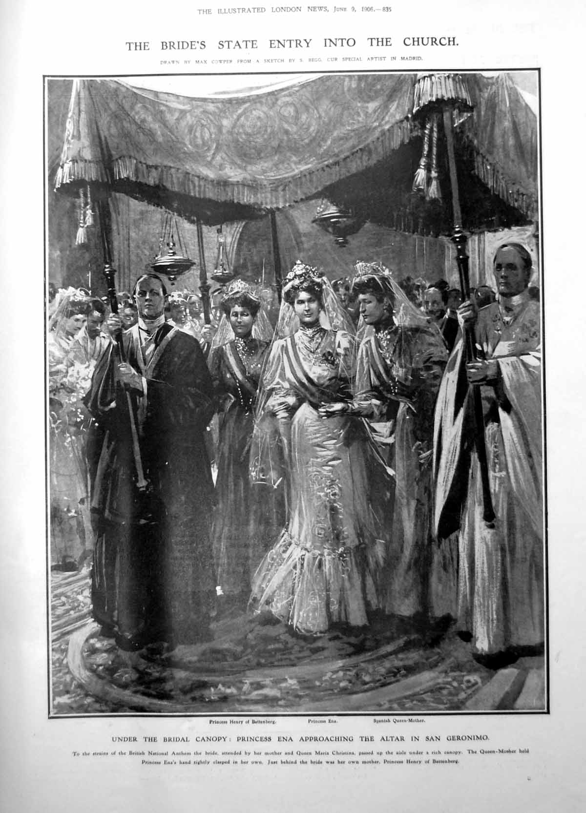 Antique Print Princess Enas State Entry Church Infernal Machine Bombs 1906 20th