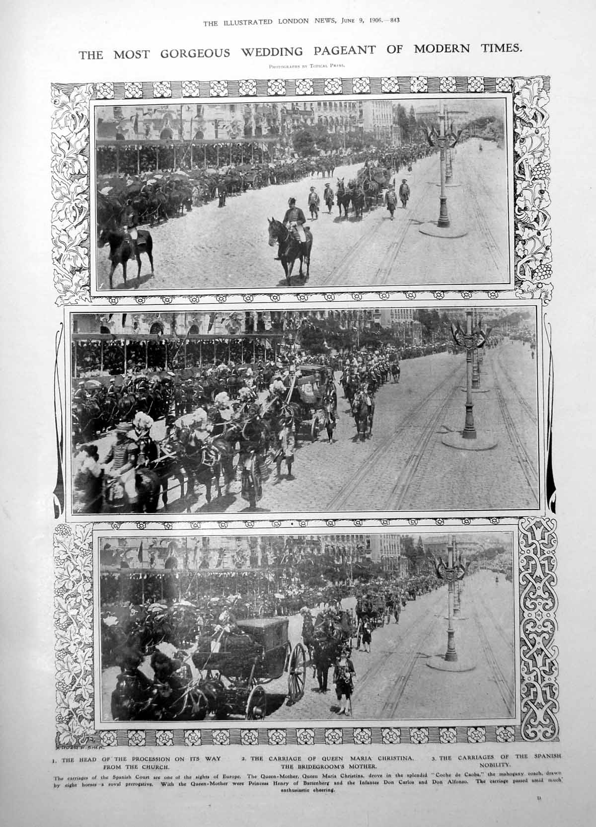 Old Wedding Pageant Spain Prince Princess Wales Arriving Madrid 1906 20th