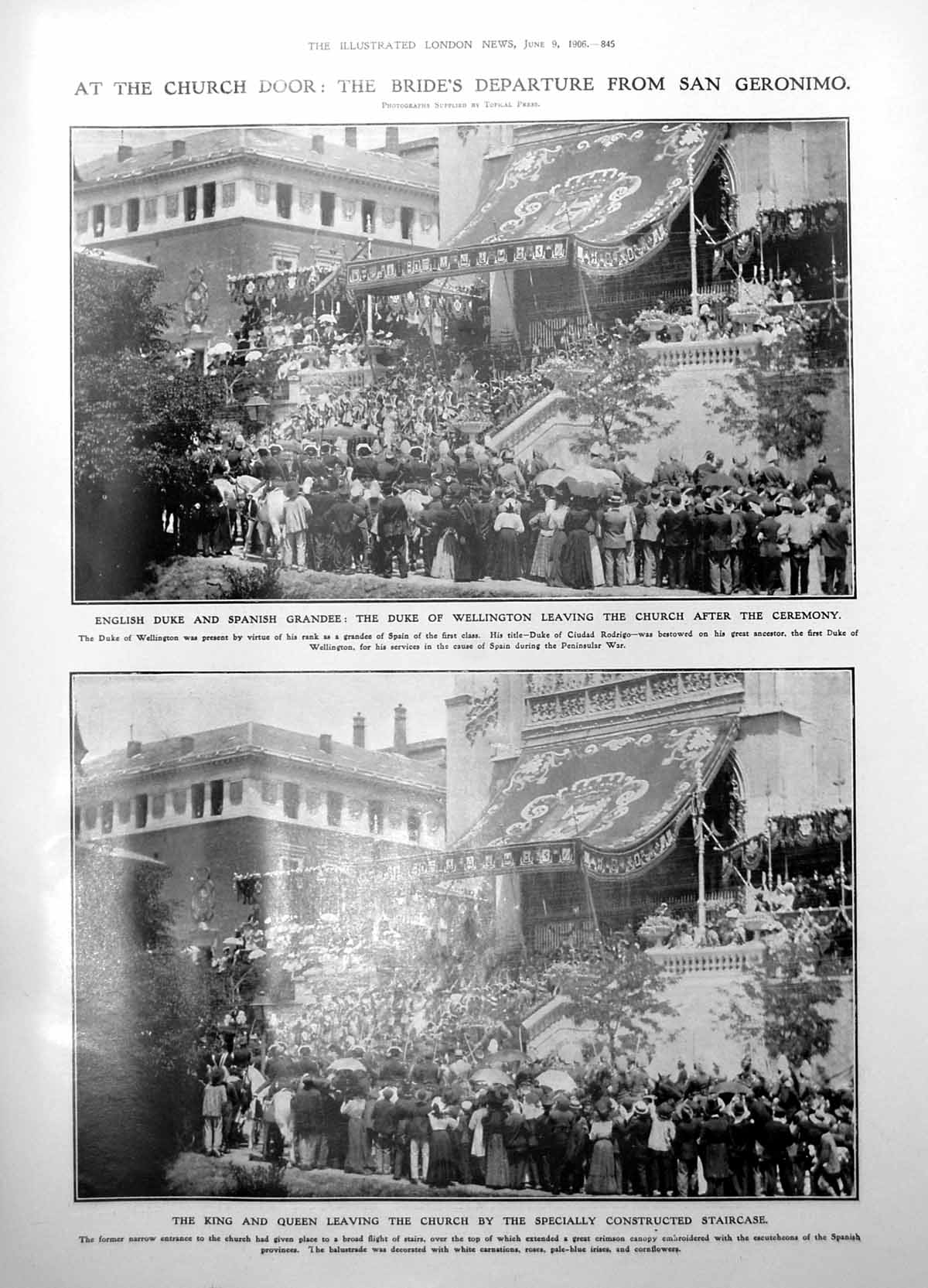 Old Print Duke Wellington Royal Wedding Madrid Church Our Lady Atocha1906 20th