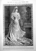 Old Print Queen Spain Wedding Dress King Alfonsos Horses Procession 1906 20th